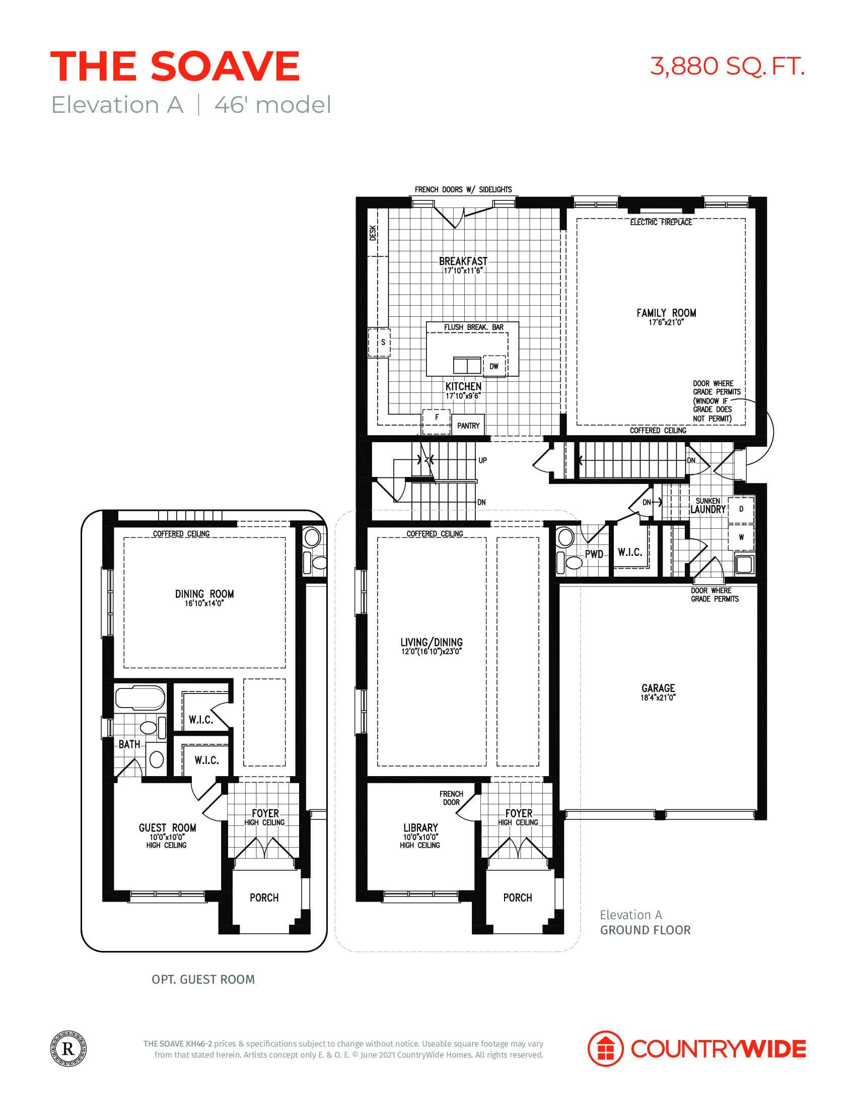 The Soave (Elevation A) Floor Plan at Kleinburg Hills - 3880 sq.ft