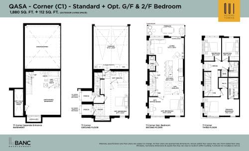 QASA - Corner (C1) - Standard + Opt. G/F & 2/F Bedroom floor plan