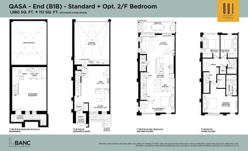 QASA - End (B1B) - Standard + Opt. 2/F Bedroom floor plan