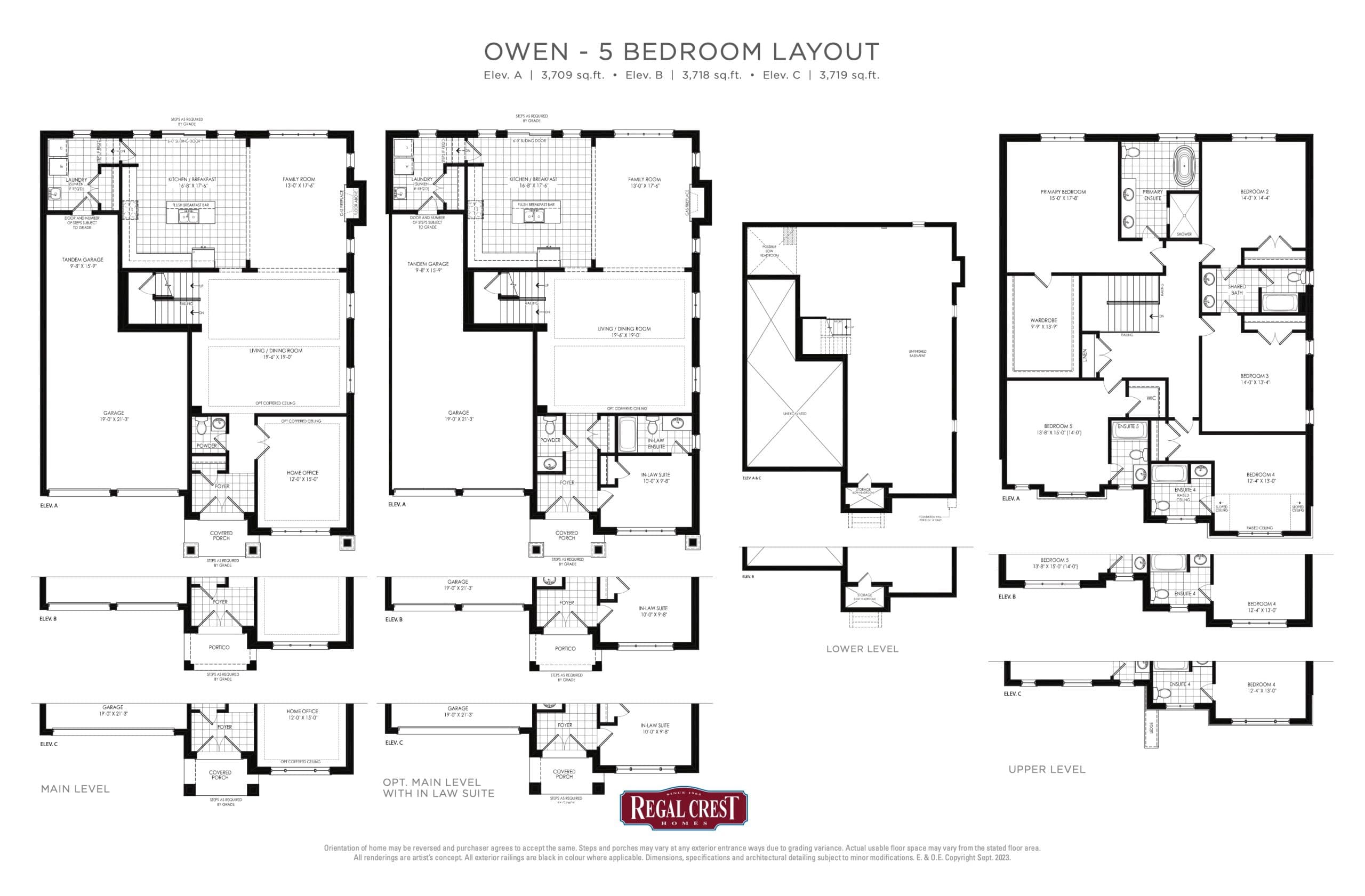 Owen - 5 Bedroom Floor Plan at South Barrie by Regal Crest Homes - 3719 sq.ft