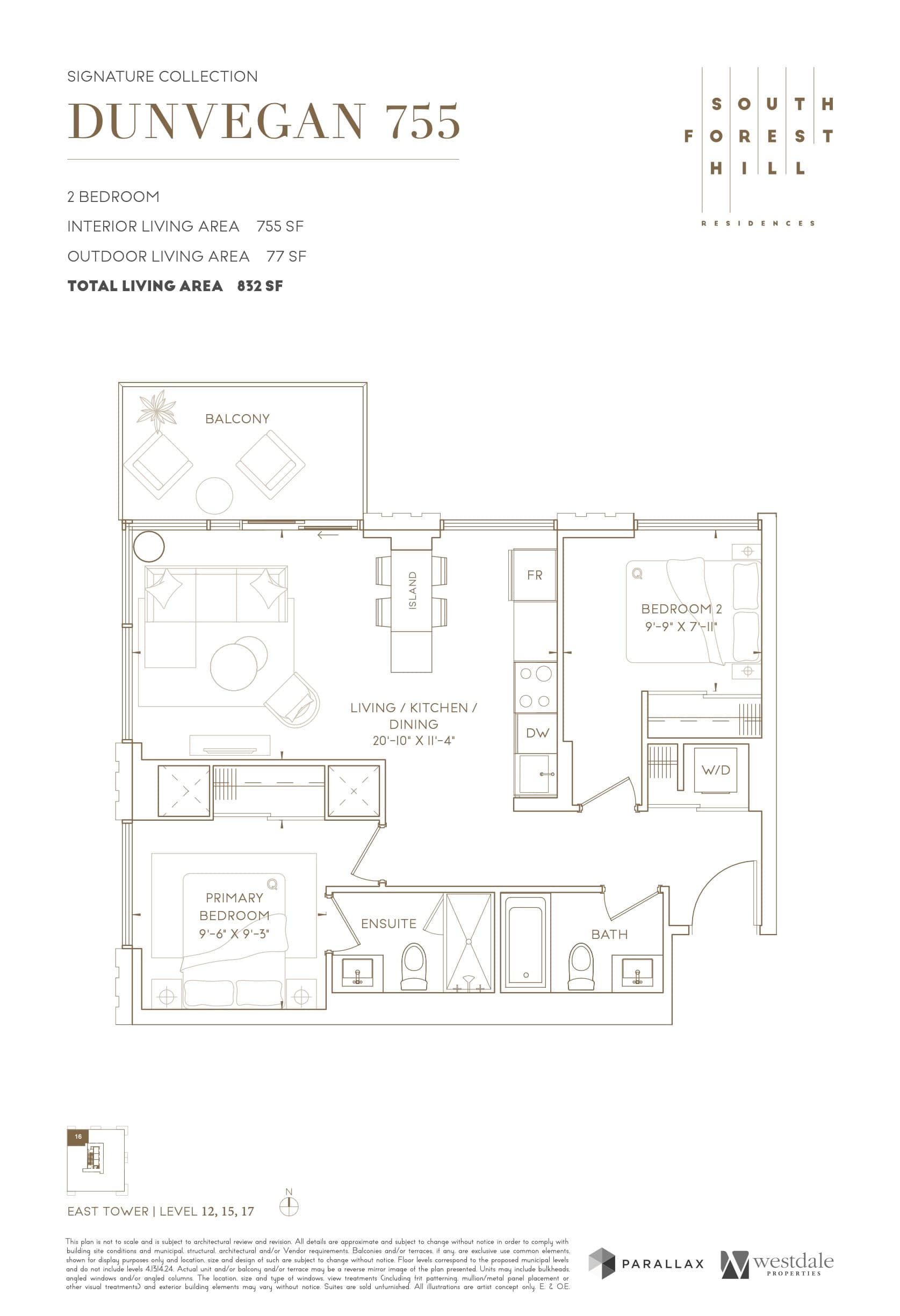 Dunvegan 755 Floor Plan at South Forest Hill Residences - 755 sq.ft