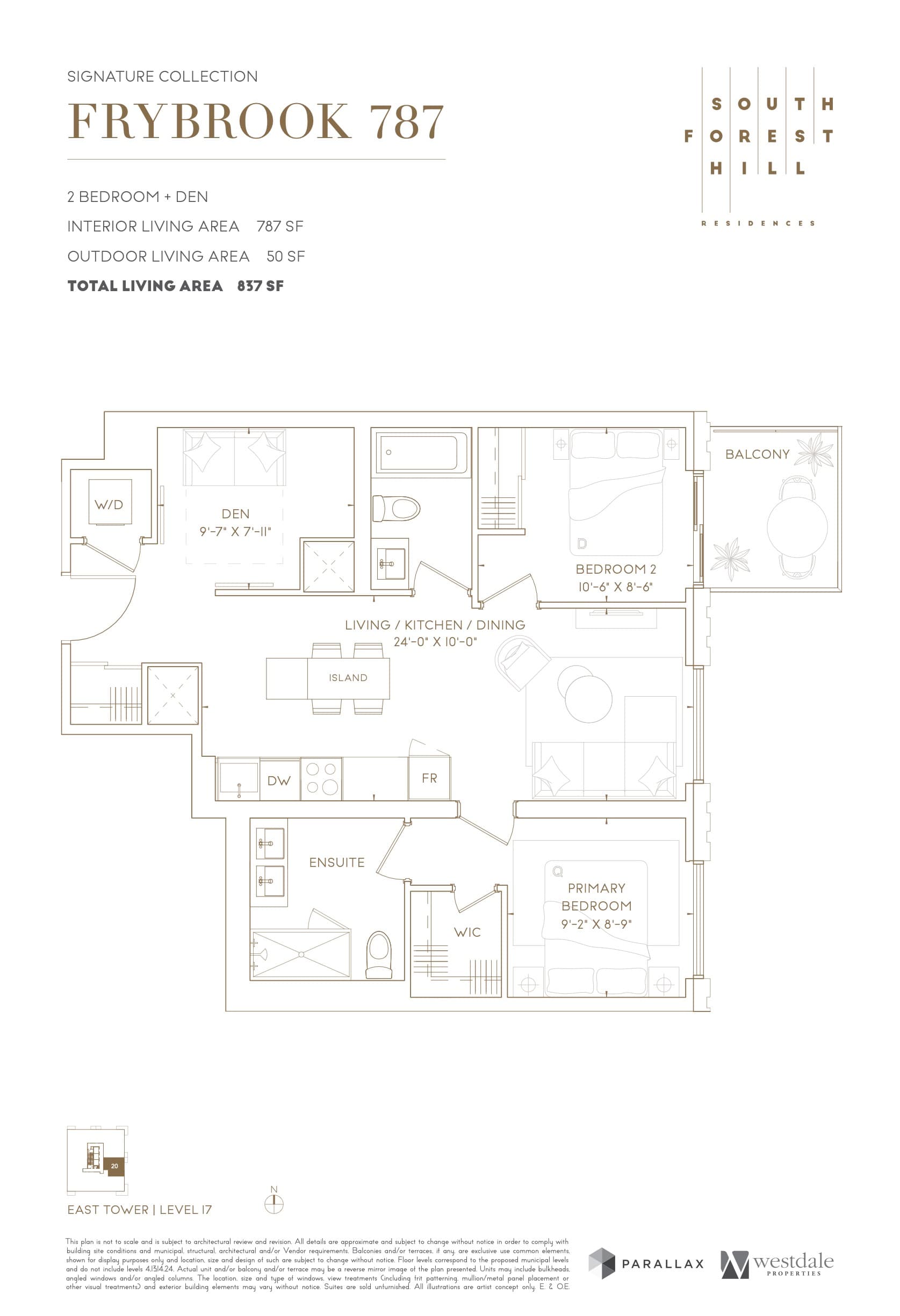 Frybrook 787 Floor Plan at South Forest Hill Residences - 787 sq.ft