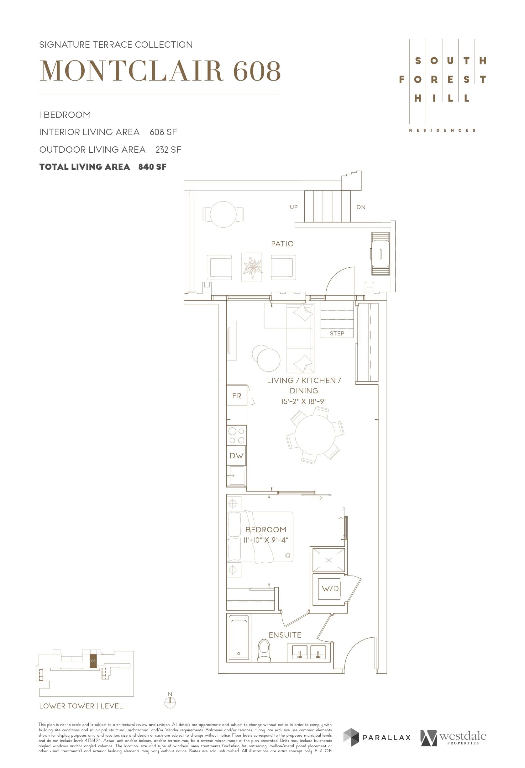 Montclair 608 Floor Plan at South Forest Hill Residences - 608 sq.ft