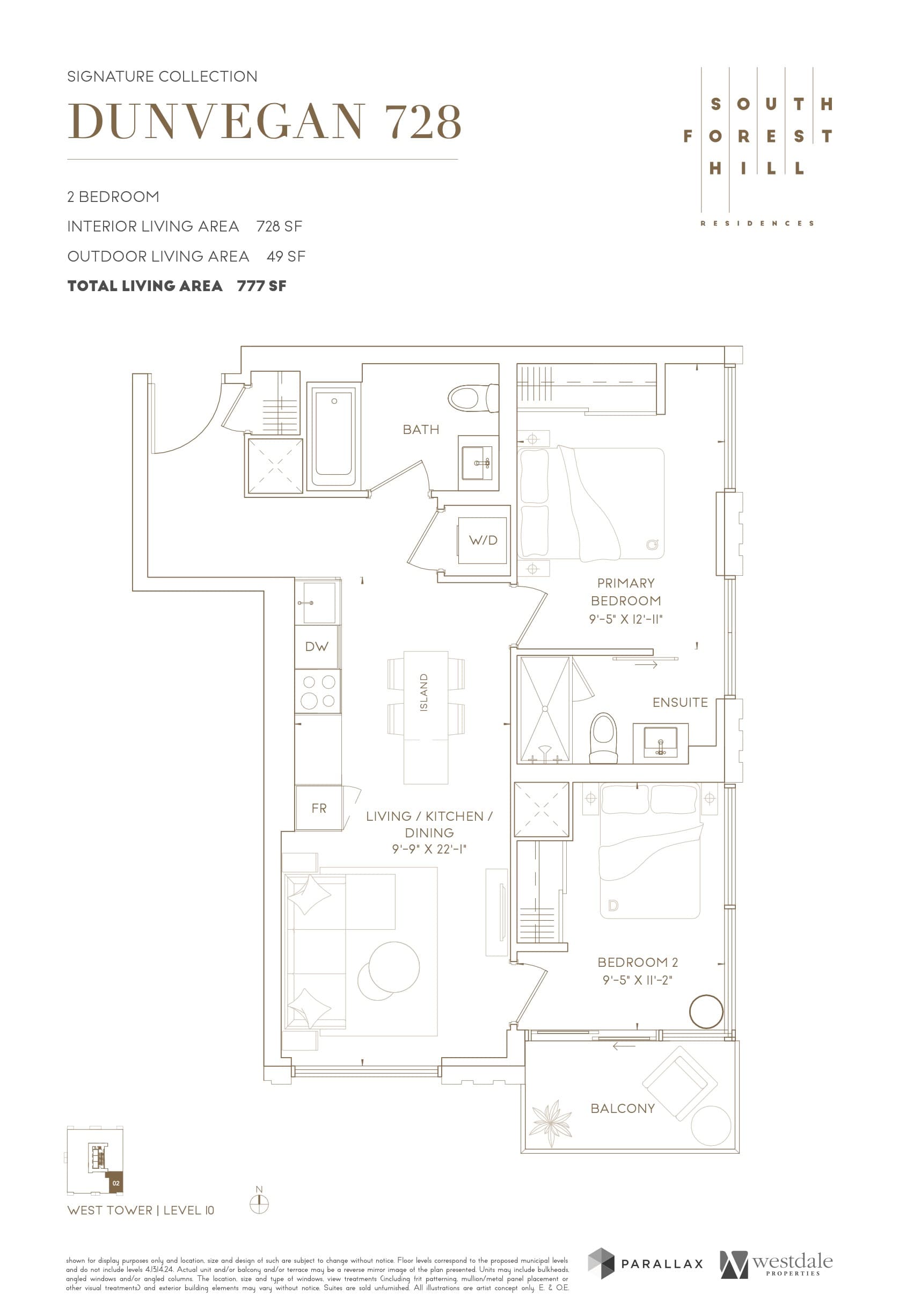 Dunvegan 728 Floor Plan at South Forest Hill Residences - 728 sq.ft