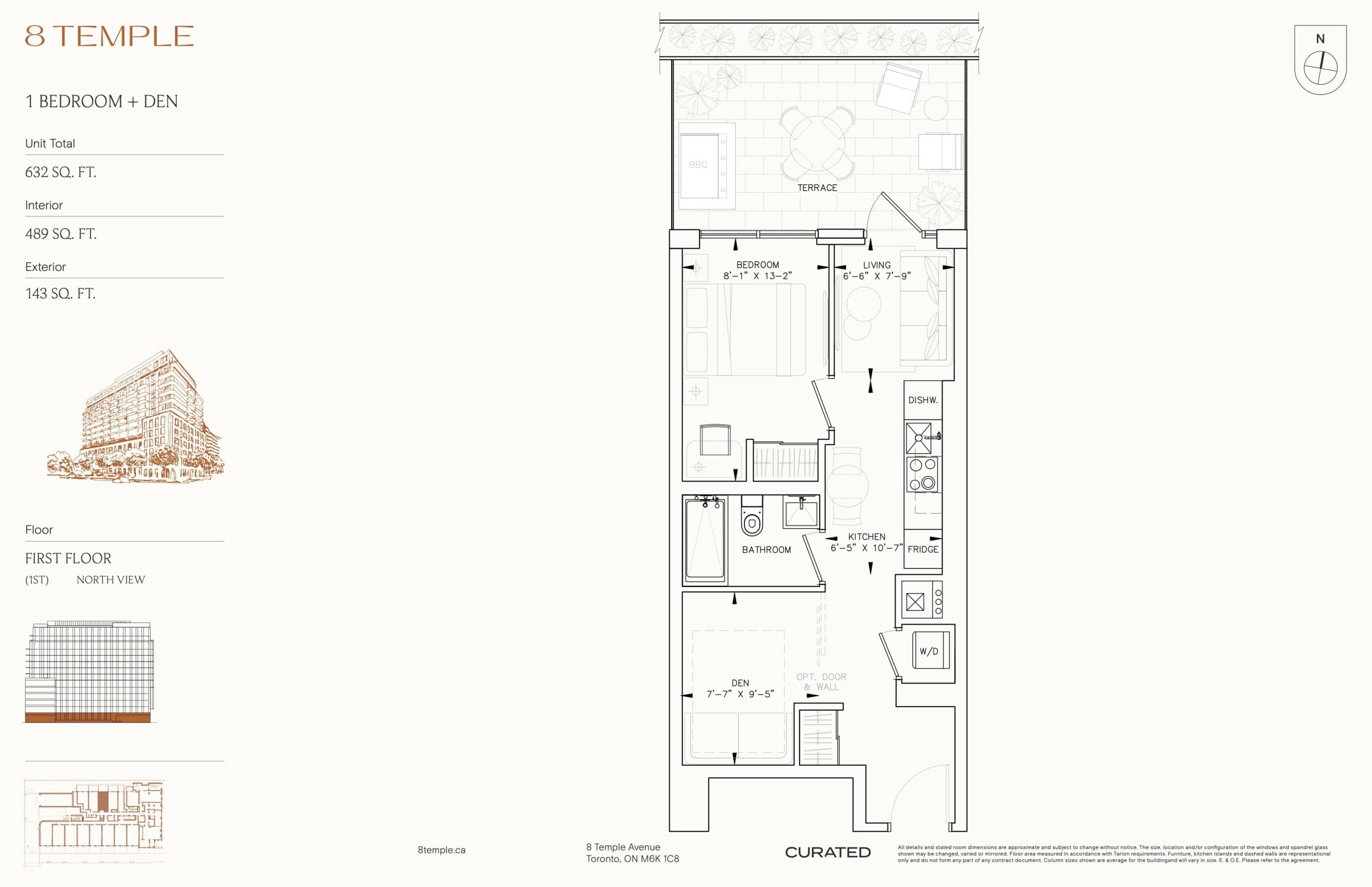 489 Floor Plan at 8 Temple Condos - 489 sq.ft