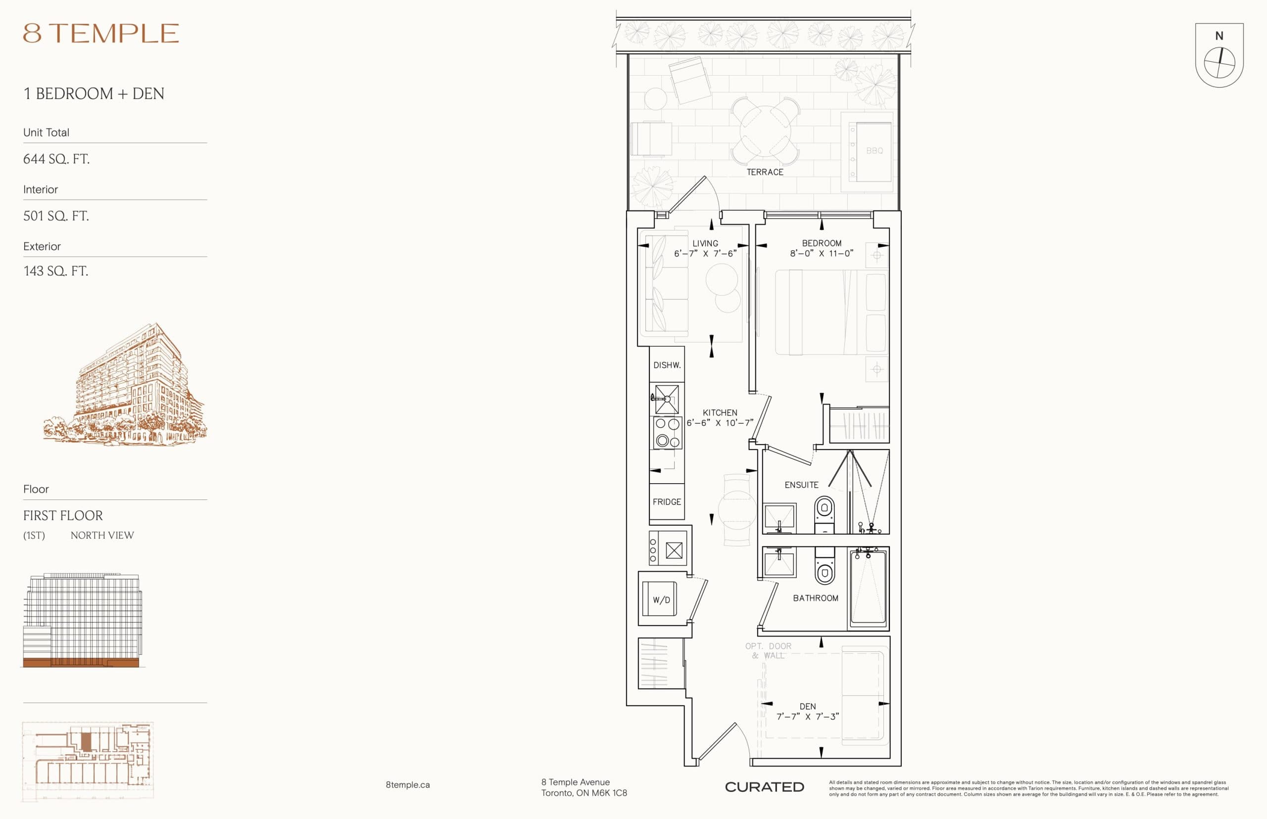 501 Floor Plan at 8 Temple Condos - 501 sq.ft