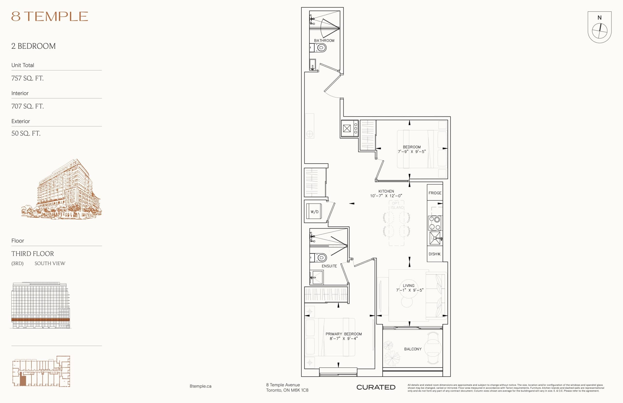 707 Floor Plan at 8 Temple Condos - 707 sq.ft