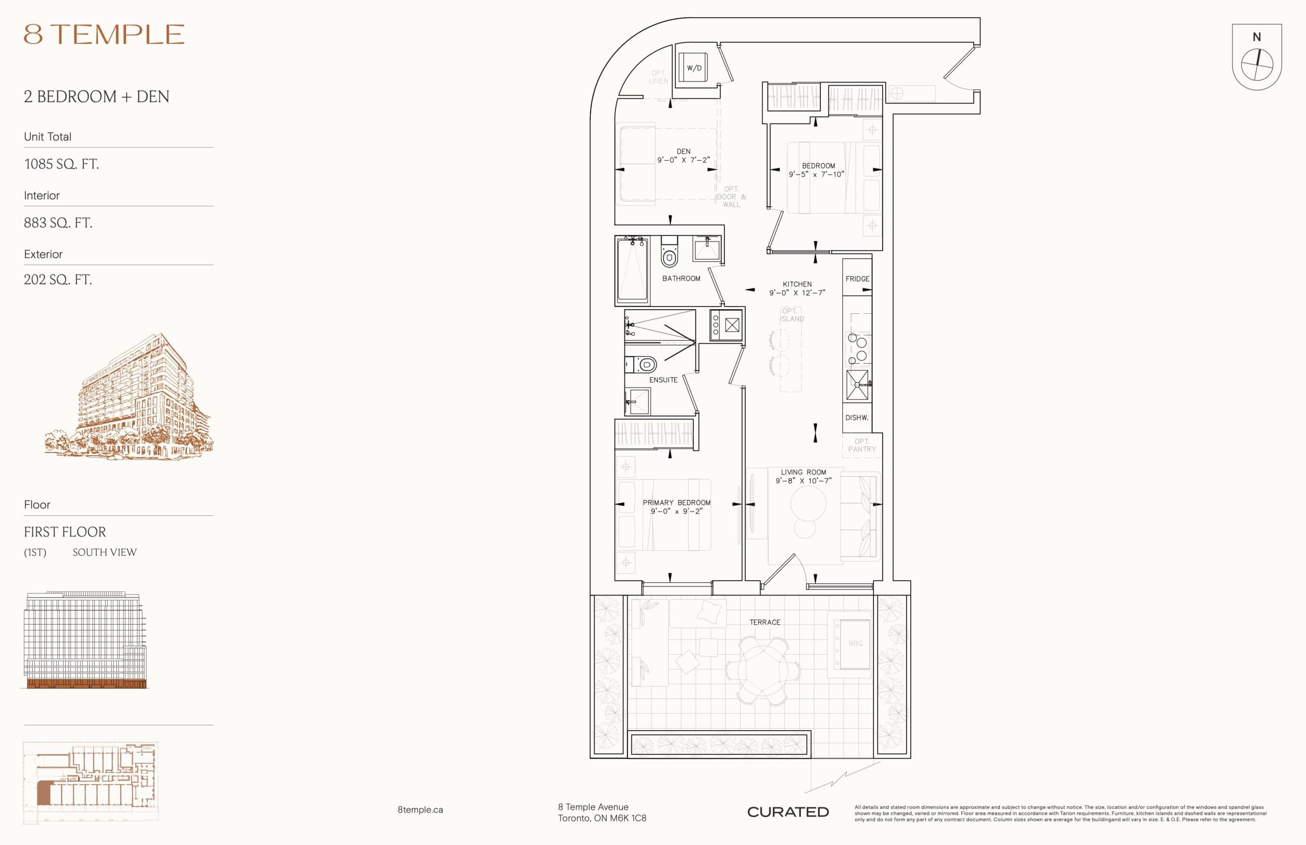 883 Floor Plan at 8 Temple Condos - 883 sq.ft