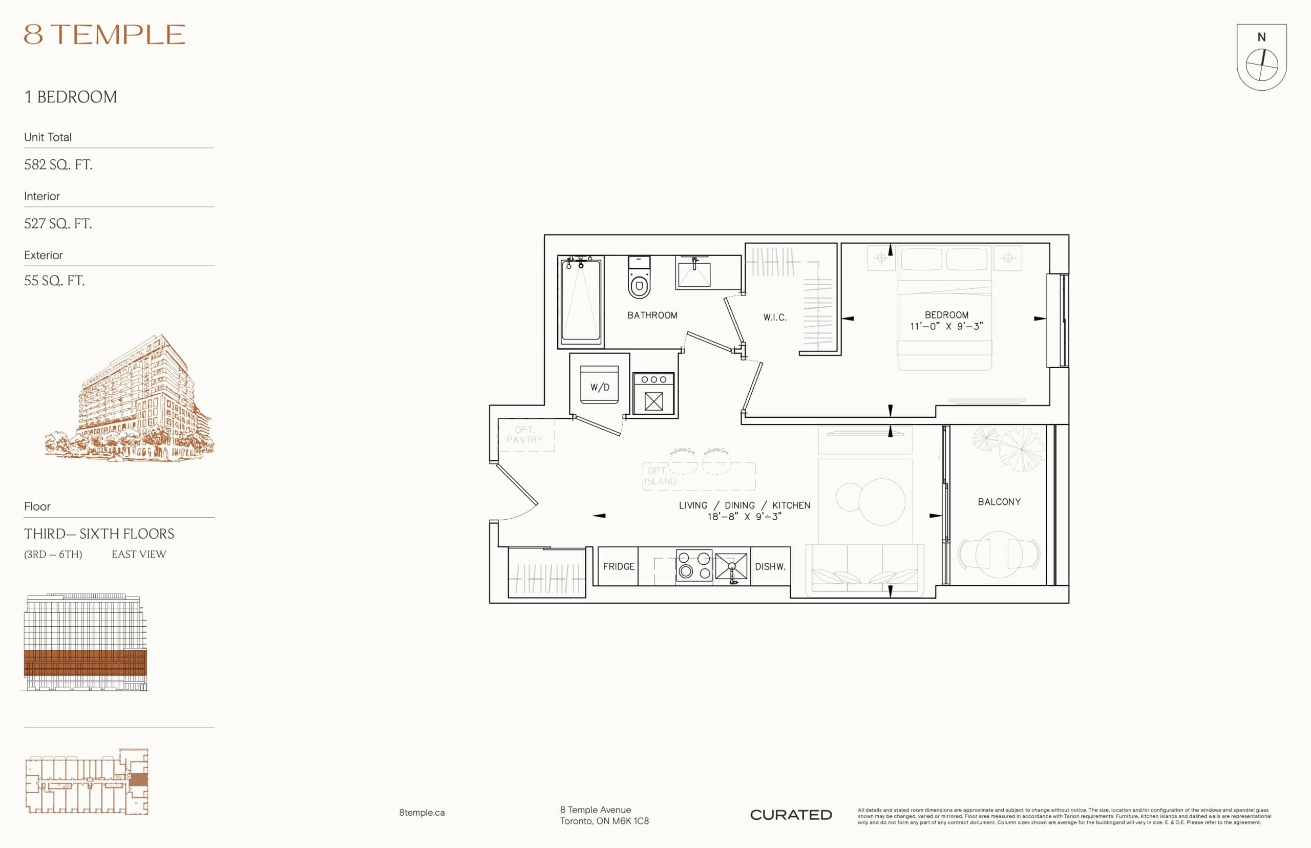 527 Floor Plan at 8 Temple Condos - 527 sq.ft