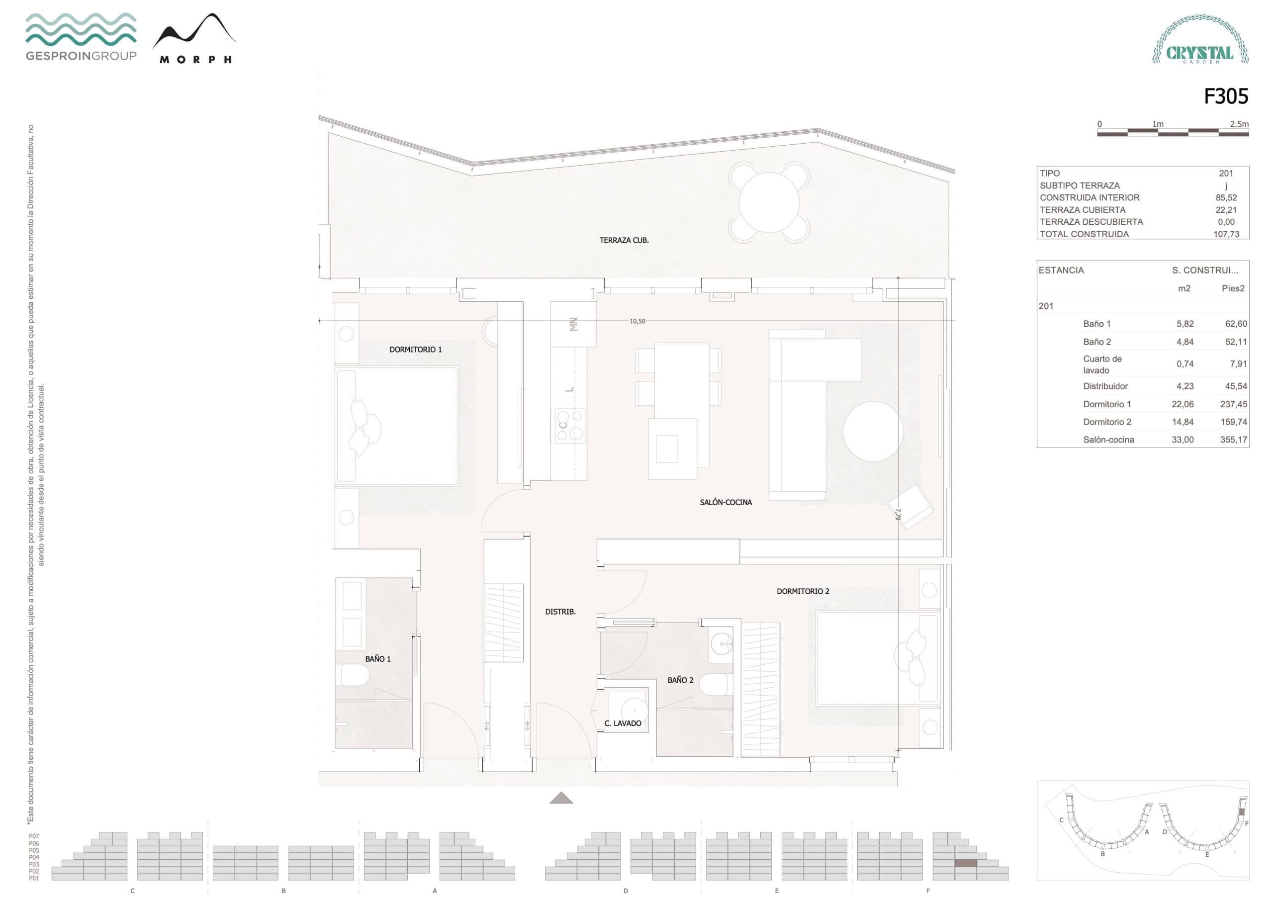 F305 Floor Plan at Crystal Garden - 921 sq.ft
