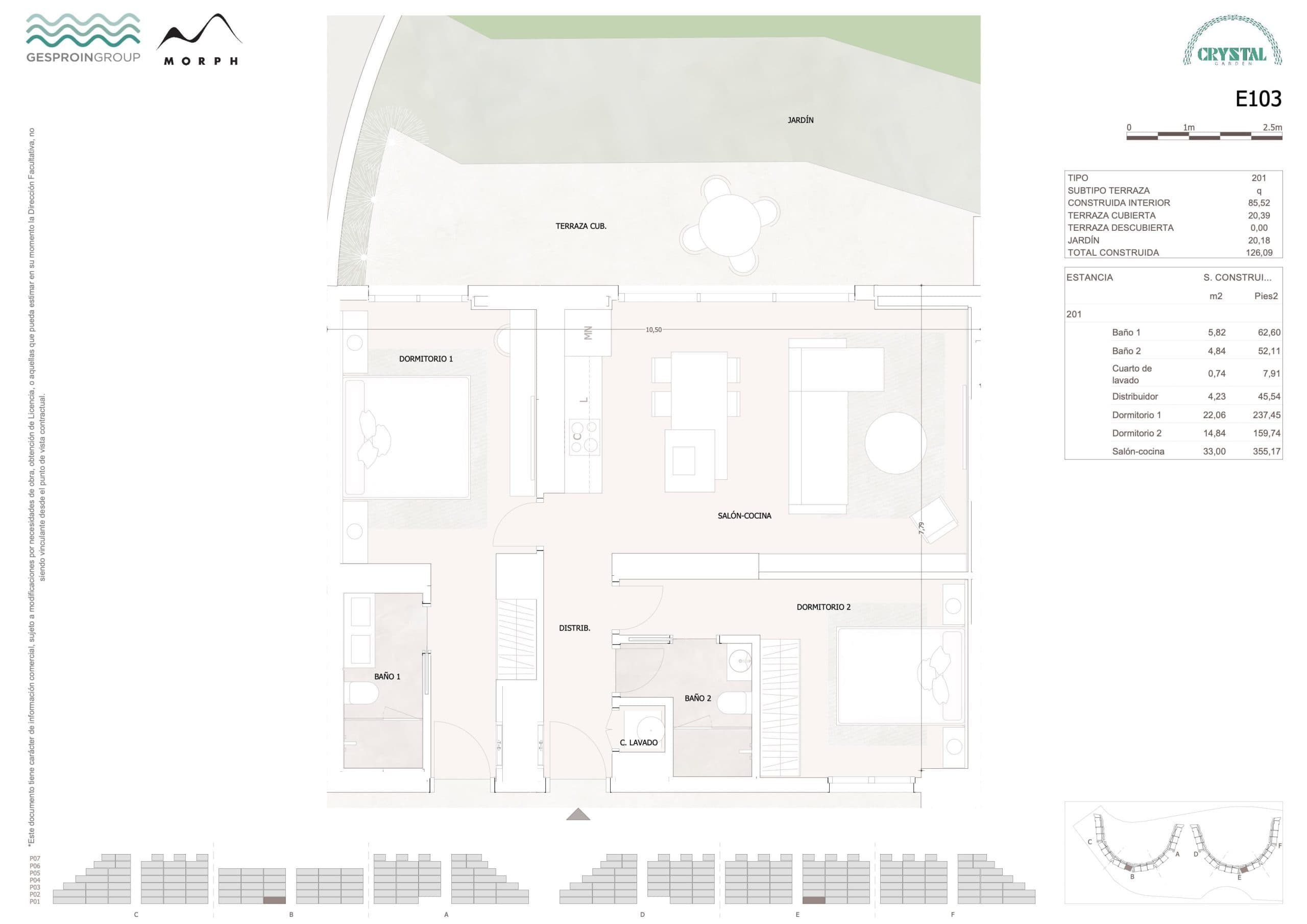 E103 Floor Plan at Crystal Garden - 921 sq.ft