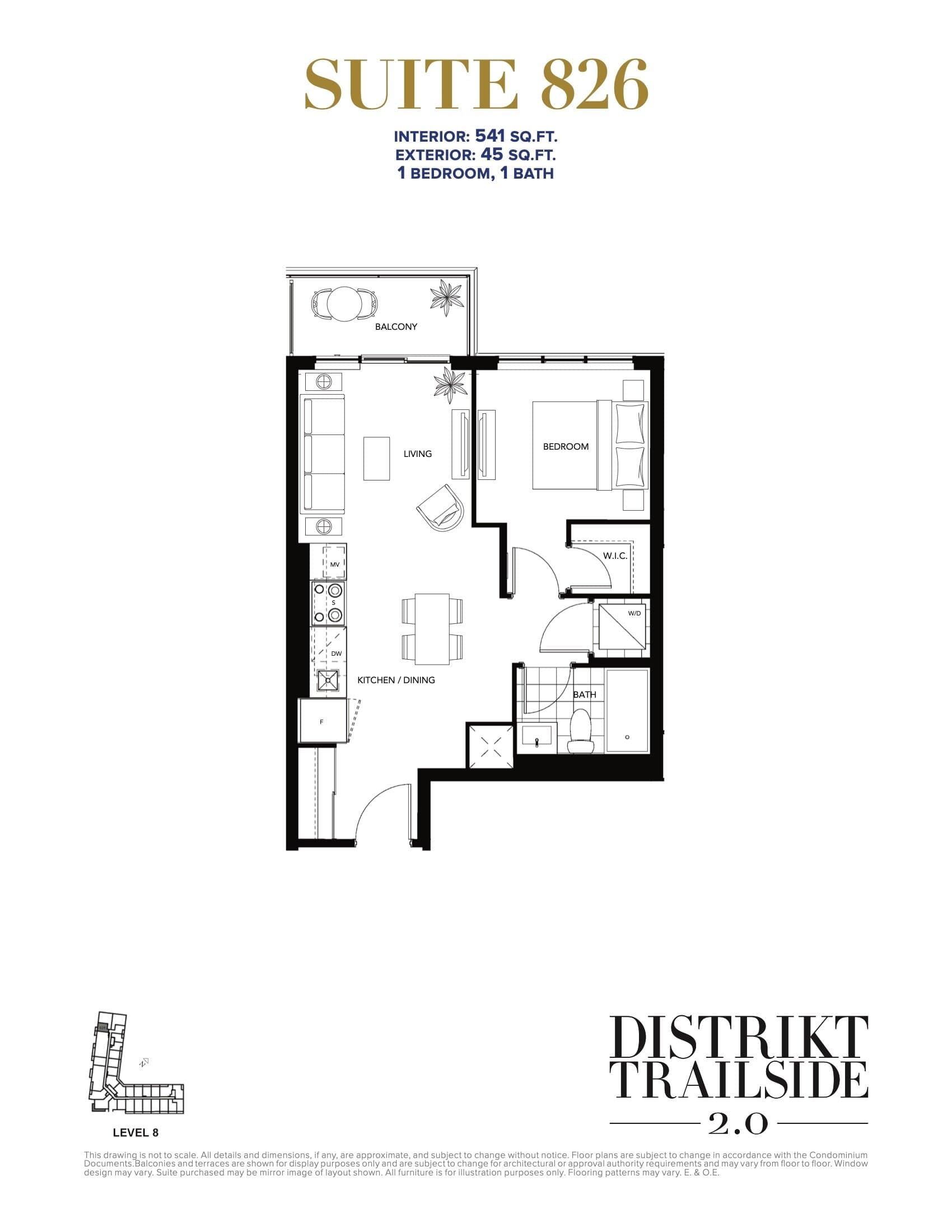 Suite 826 Floor Plan at Distrikt Trailside 2.0 Condos - 541 sq.ft