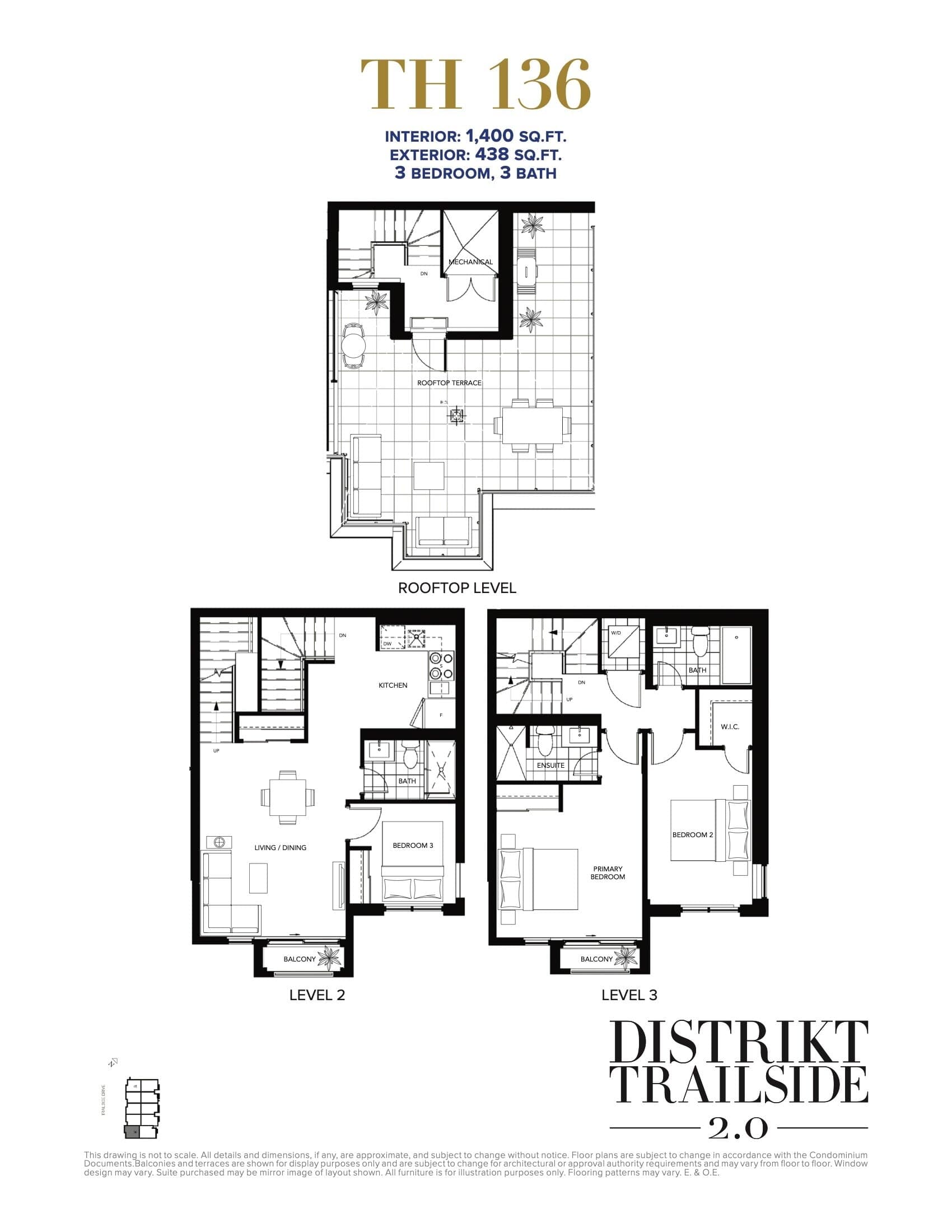 TH 136 Floor Plan at Distrikt Trailside 2.0 Condos - 1400 sq.ft