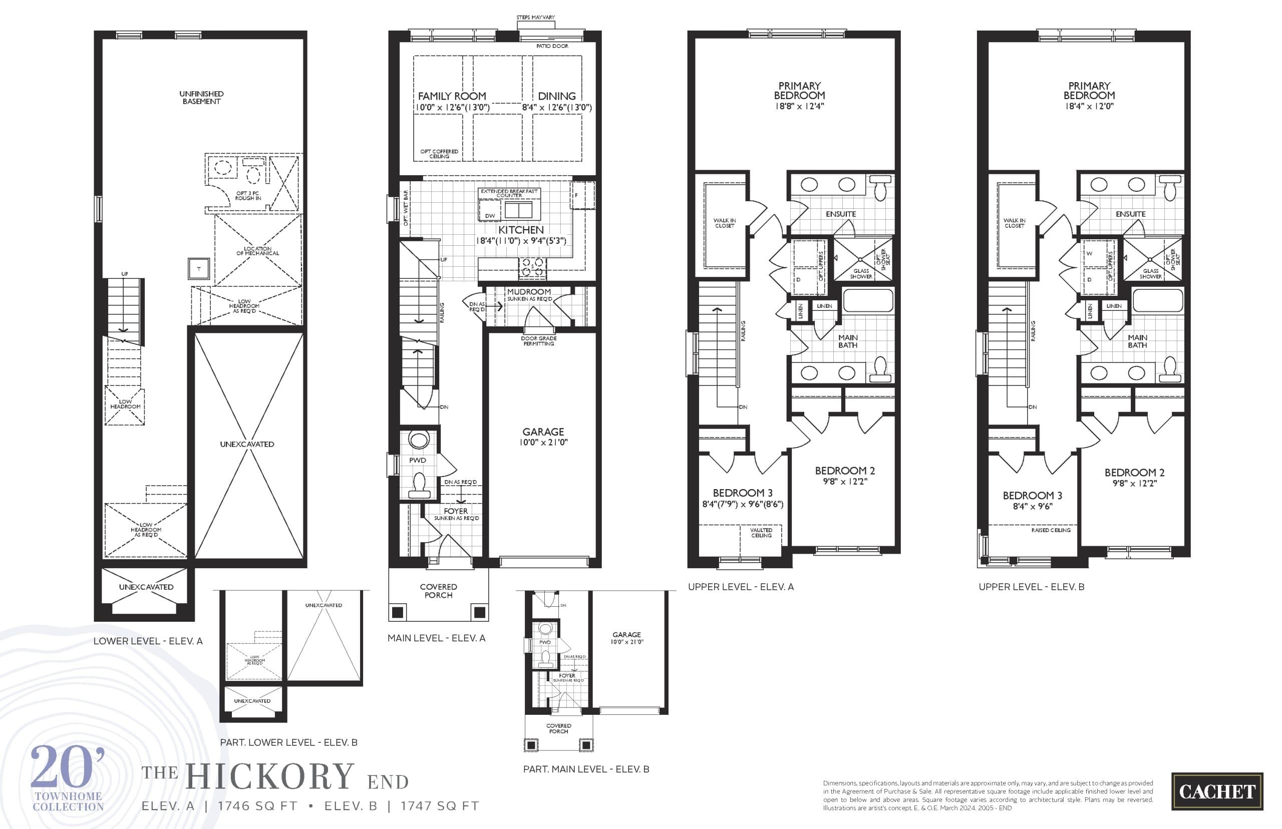The Hickory End Floor Plan at Heartwood by Cachet - 1747 sq.ft