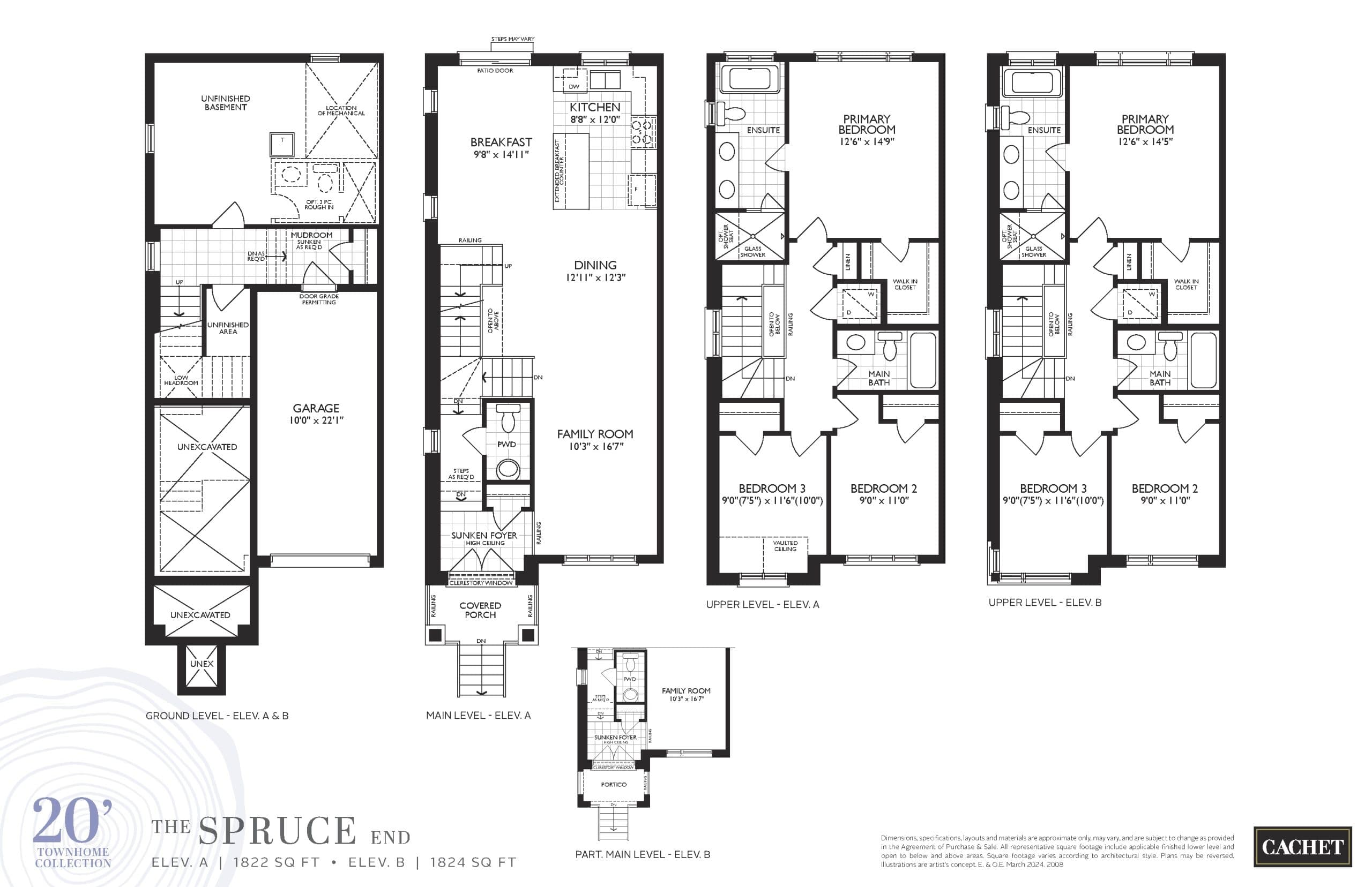 The Spruce End Floor Plan at Heartwood by Cachet - 1824 sq.ft