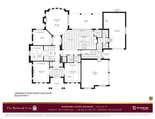 The Belwood - Elevation C With Optional Elevator floor plan