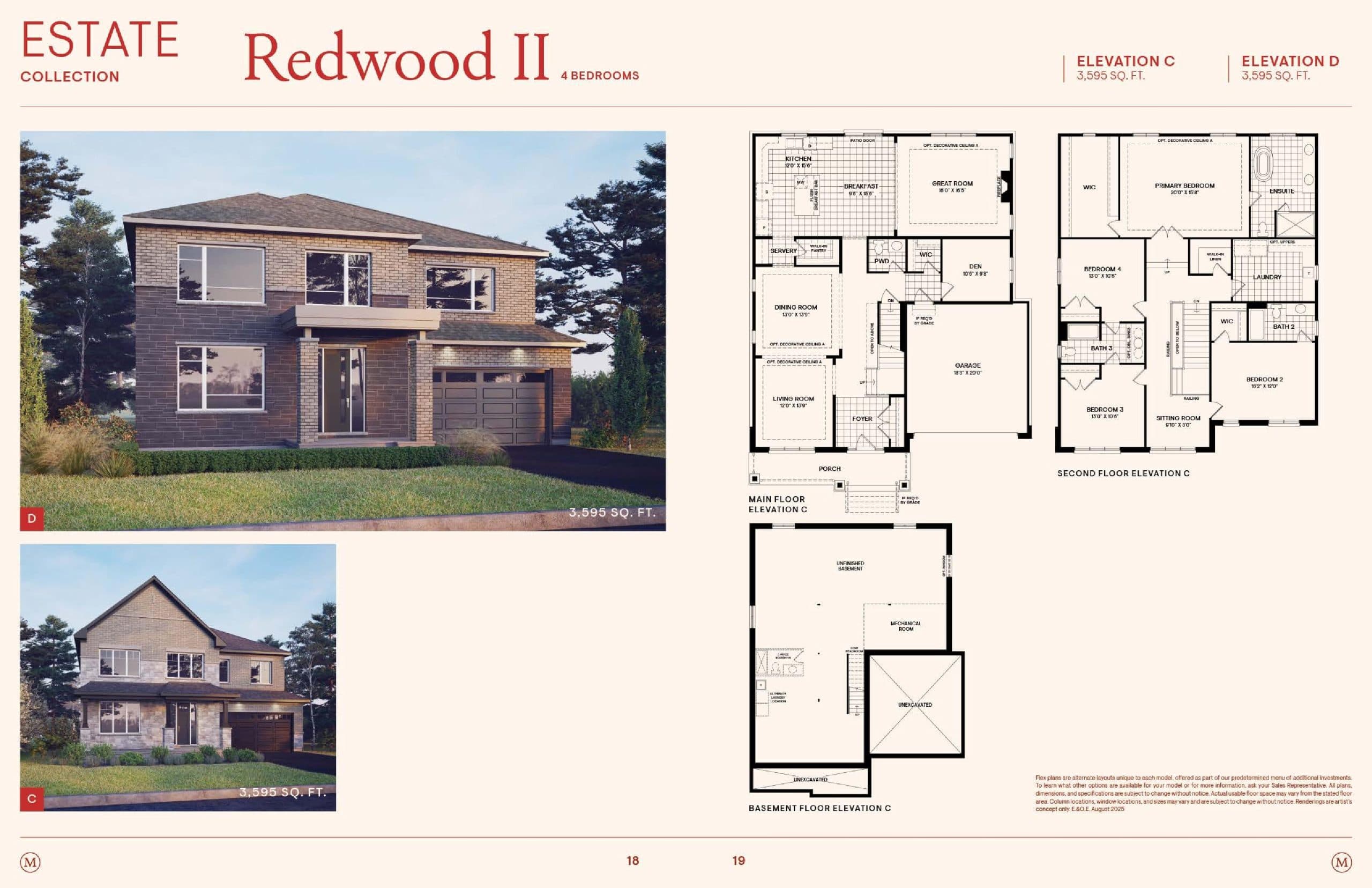 Redwood II (4 Bed) (Estate Collection) Floor Plan at Mahogany Phase 4 by Minto - 3595 sq.ft