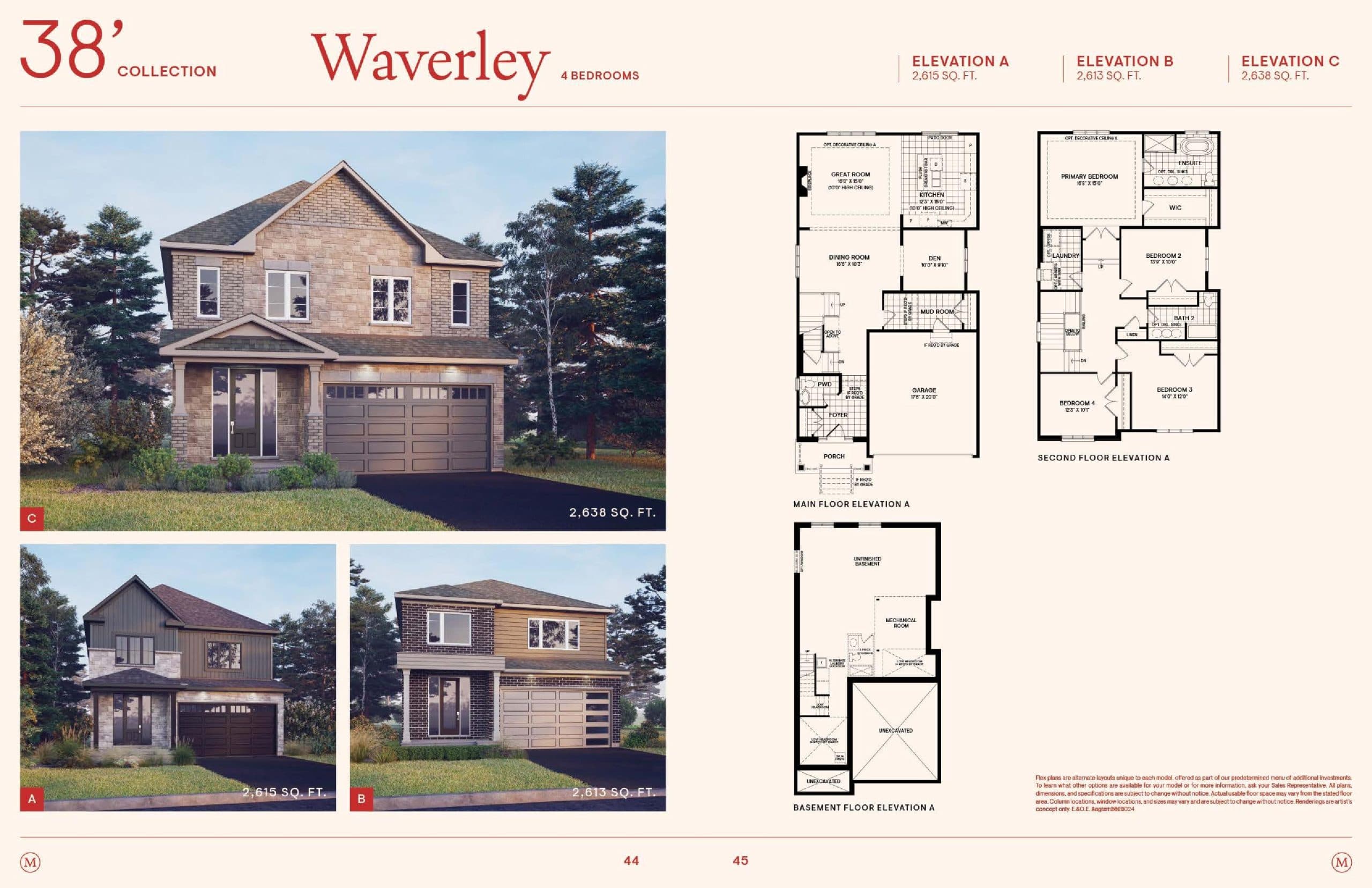 Waverley (4 Bed) Floor Plan at Mahogany Phase 4 by Minto - 2615 sq.ft