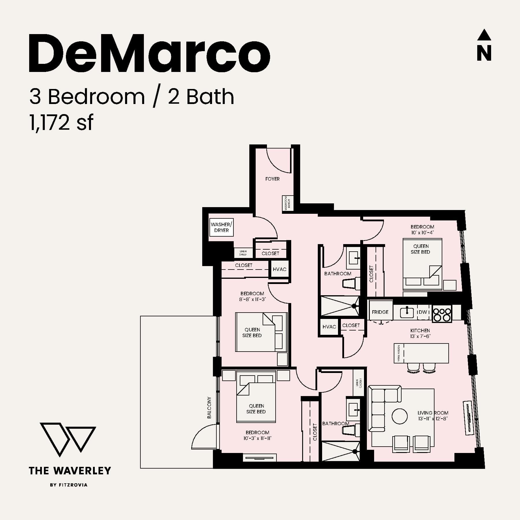 DeMarco Floor Plan at Waverley by Fitzrovia - 1172 sq.ft