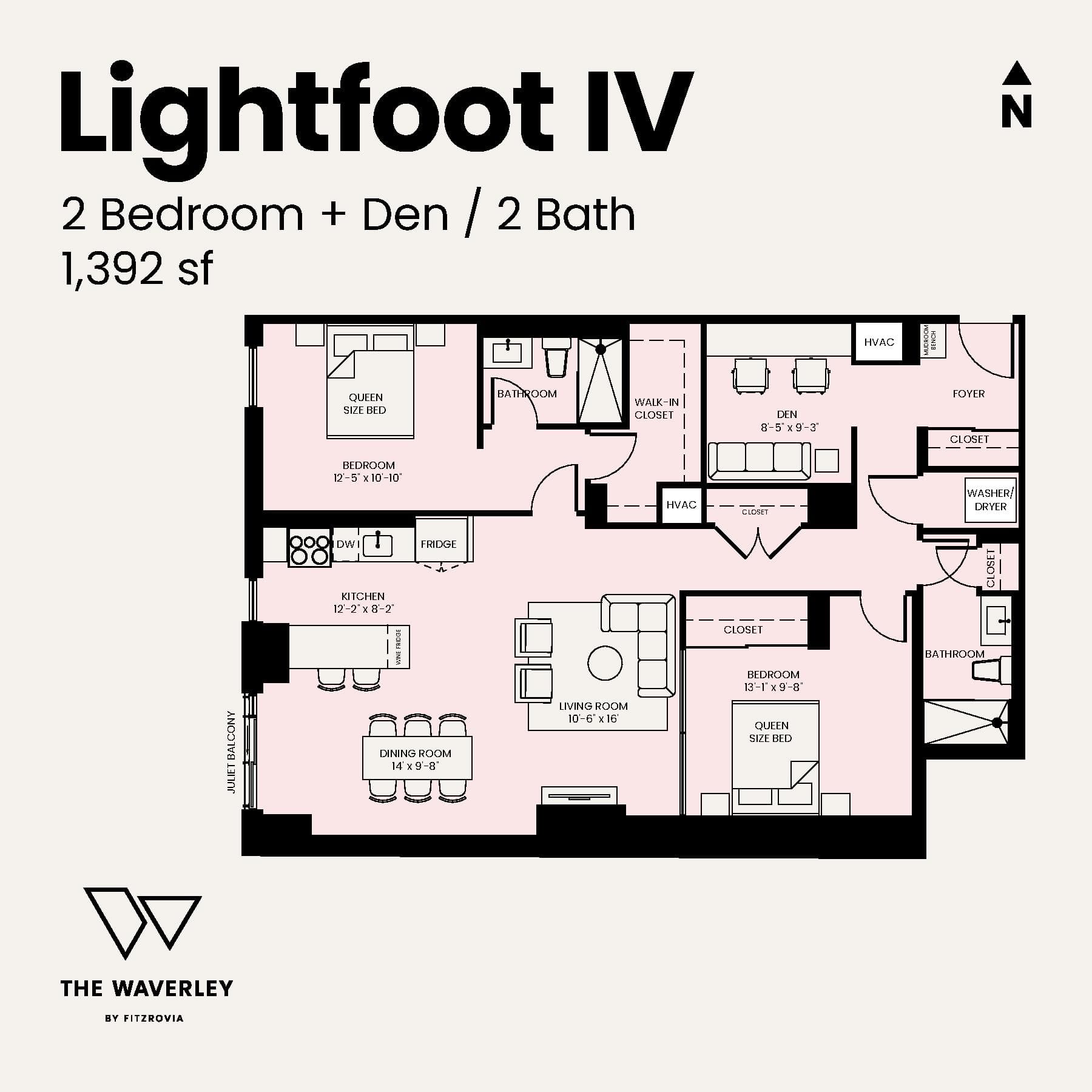 Lightfoot IV Floor Plan at Waverley by Fitzrovia - 1392 sq.ft