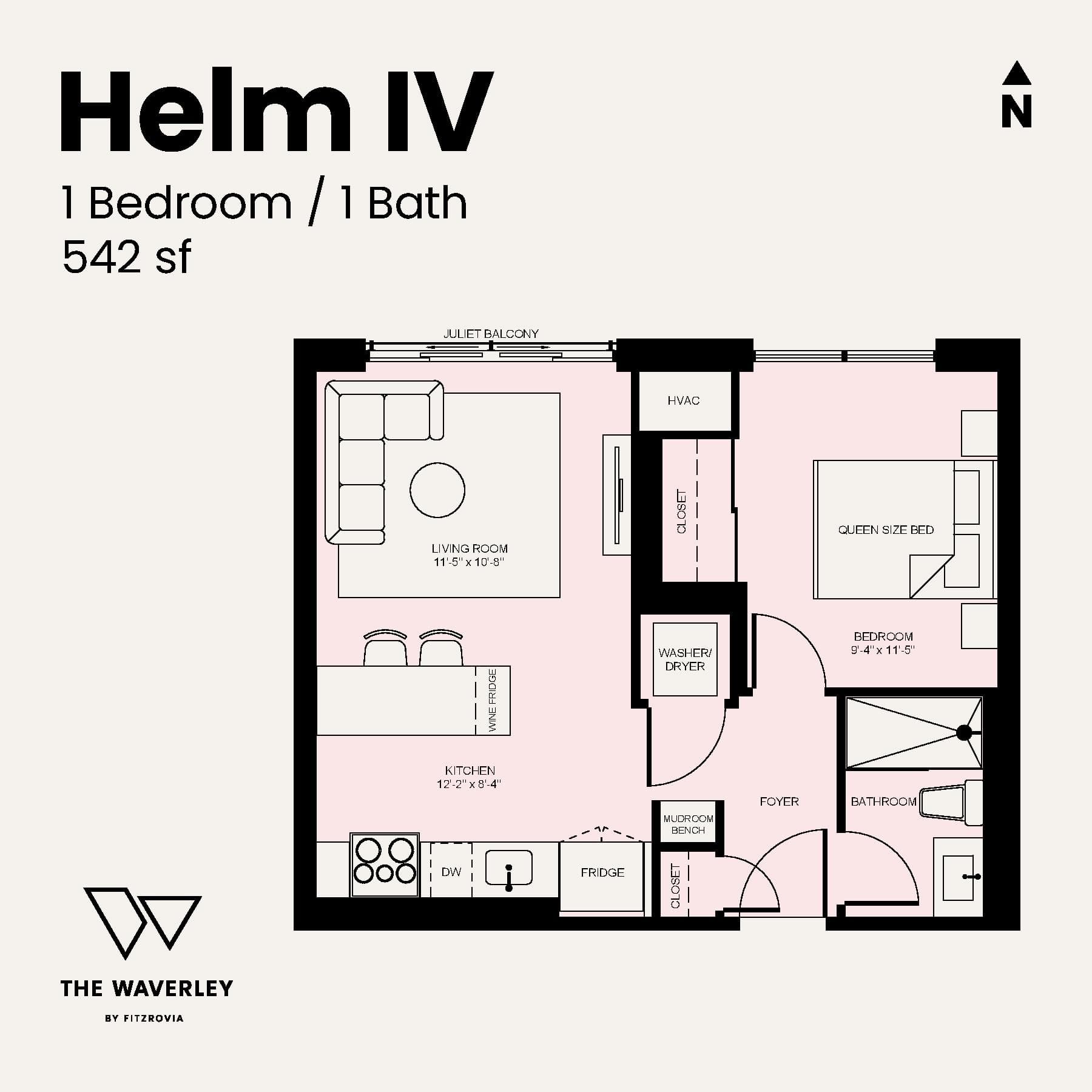 Helm IV Floor Plan at Waverley by Fitzrovia - 542 sq.ft