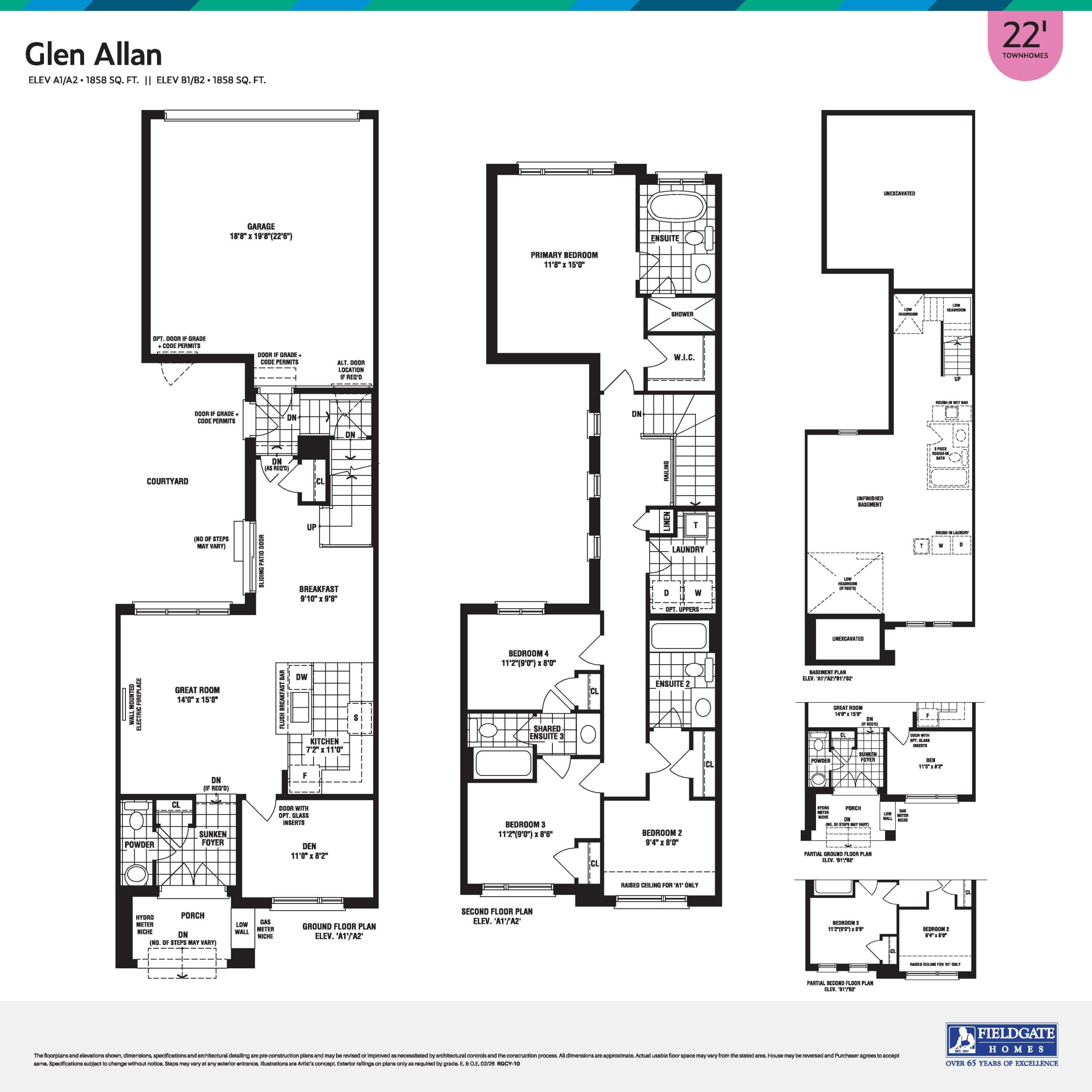Glen Allan Floor Plan at Unionglen by Fieldgate Homes - 1858 sq.ft