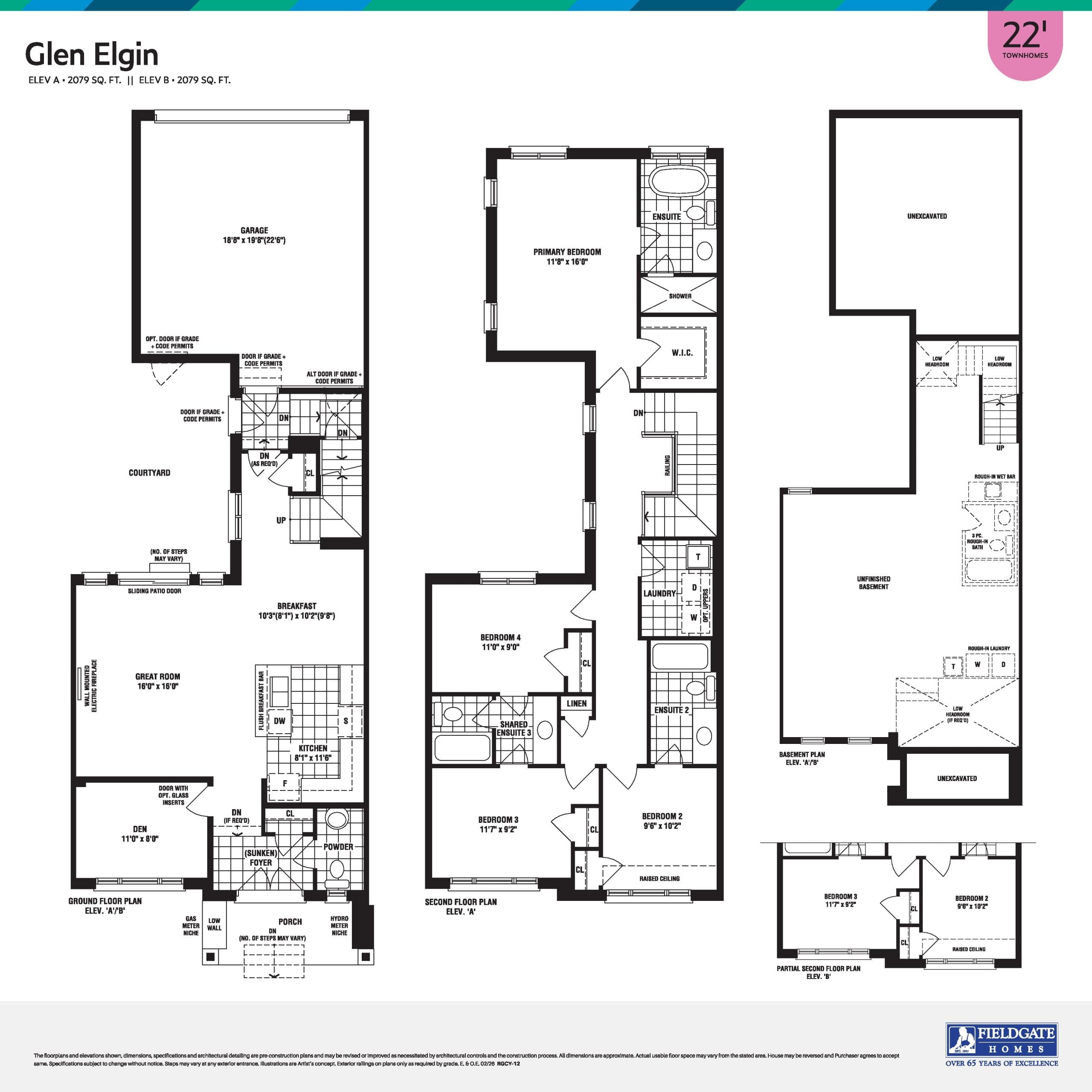 Glen Elgin Floor Plan at Unionglen by Fieldgate Homes - 2079 sq.ft