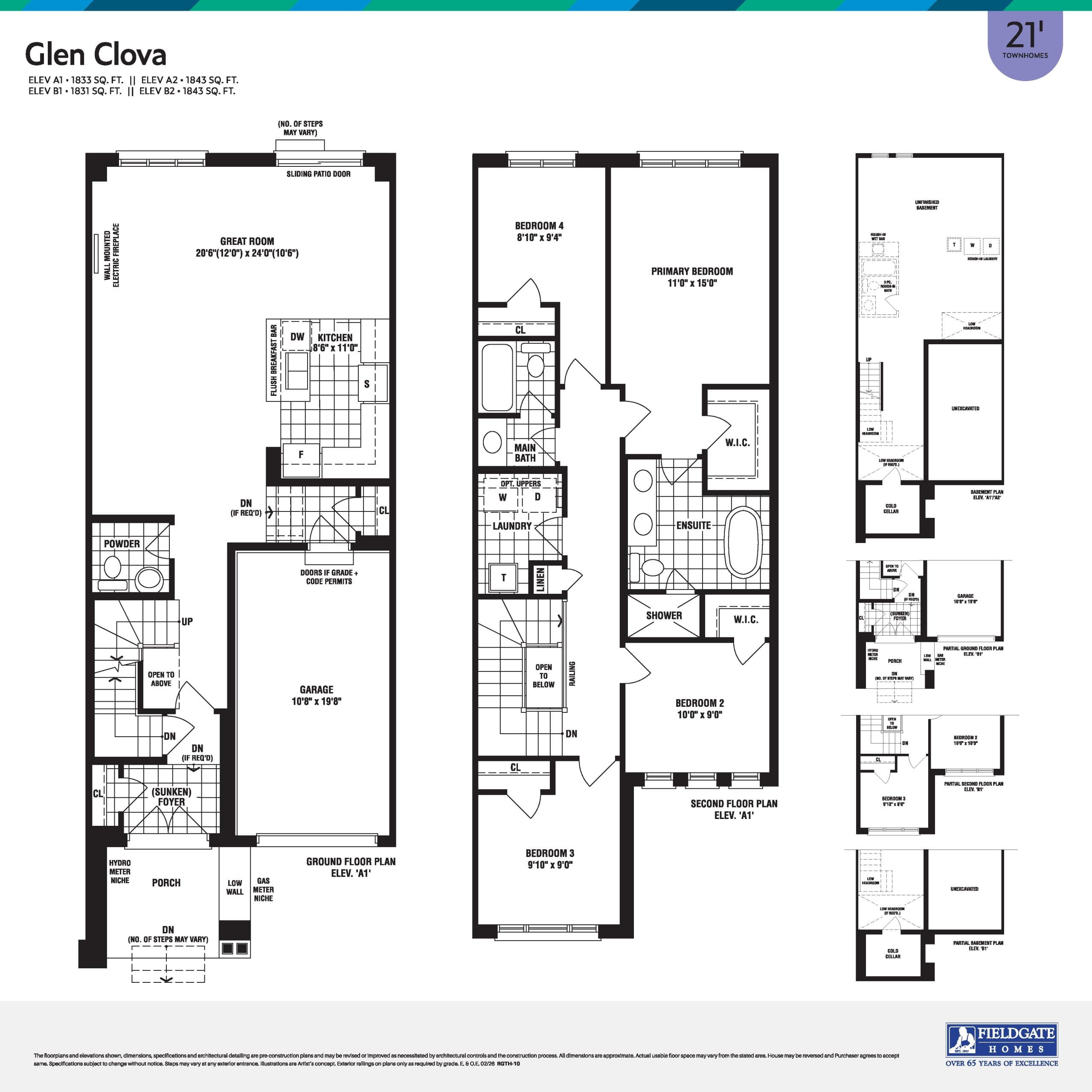Glen Clova Floor Plan at Unionglen by Fieldgate Homes - 1833 sq.ft