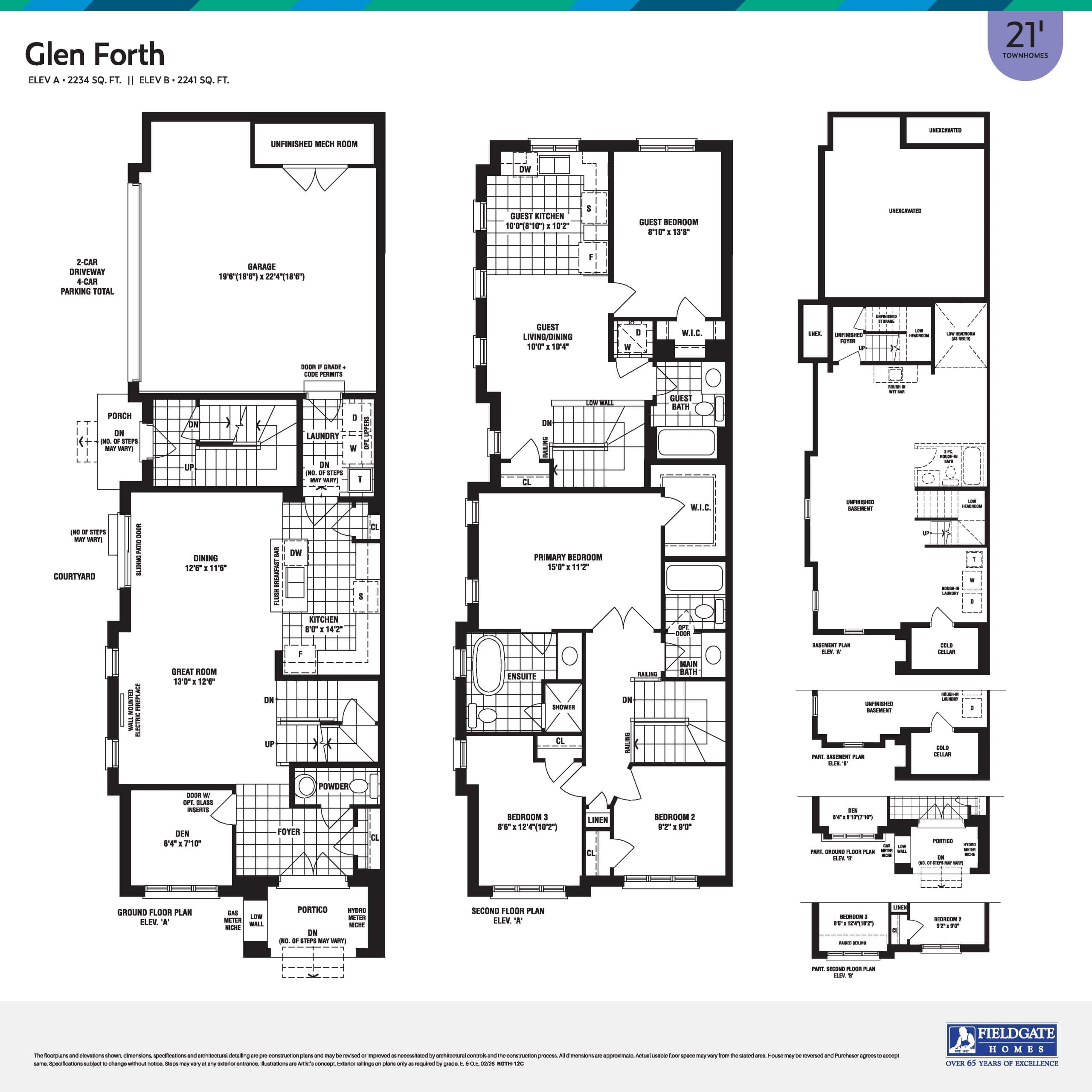 Glen Forth Floor Plan at Unionglen by Fieldgate Homes - 2234 sq.ft