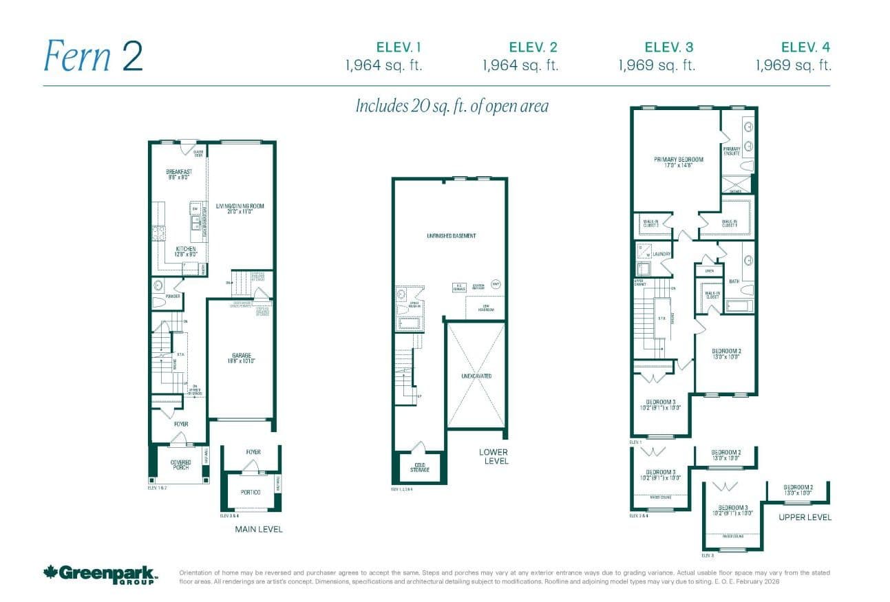 Fern 2 Floor Plan at Unionglen by Greenpark Group - 1964 sq.ft