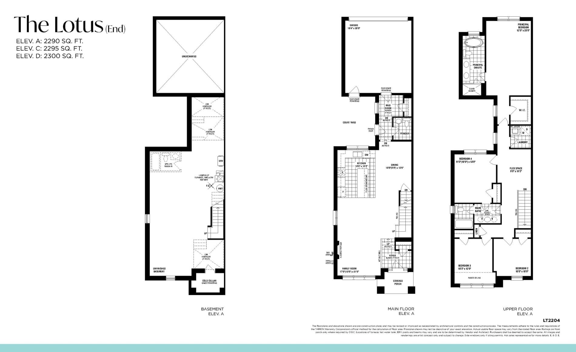 The Lotus (End) (Courtyard Towns) Floor Plan at Unionglen by OPUS Homes - 2290 sq.ft