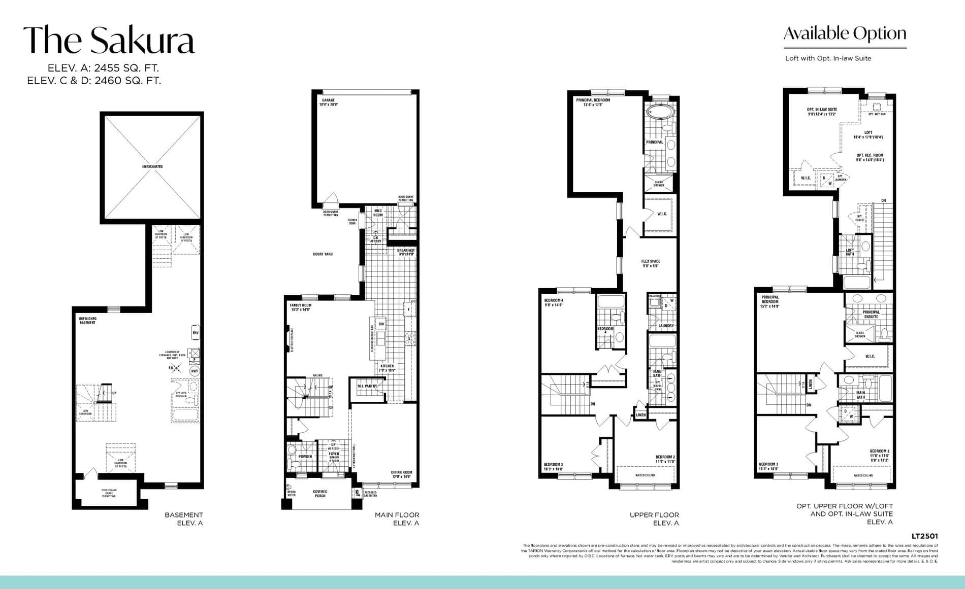 The Sakura (Courtyard Towns) Floor Plan at Unionglen by OPUS Homes - 2455 sq.ft