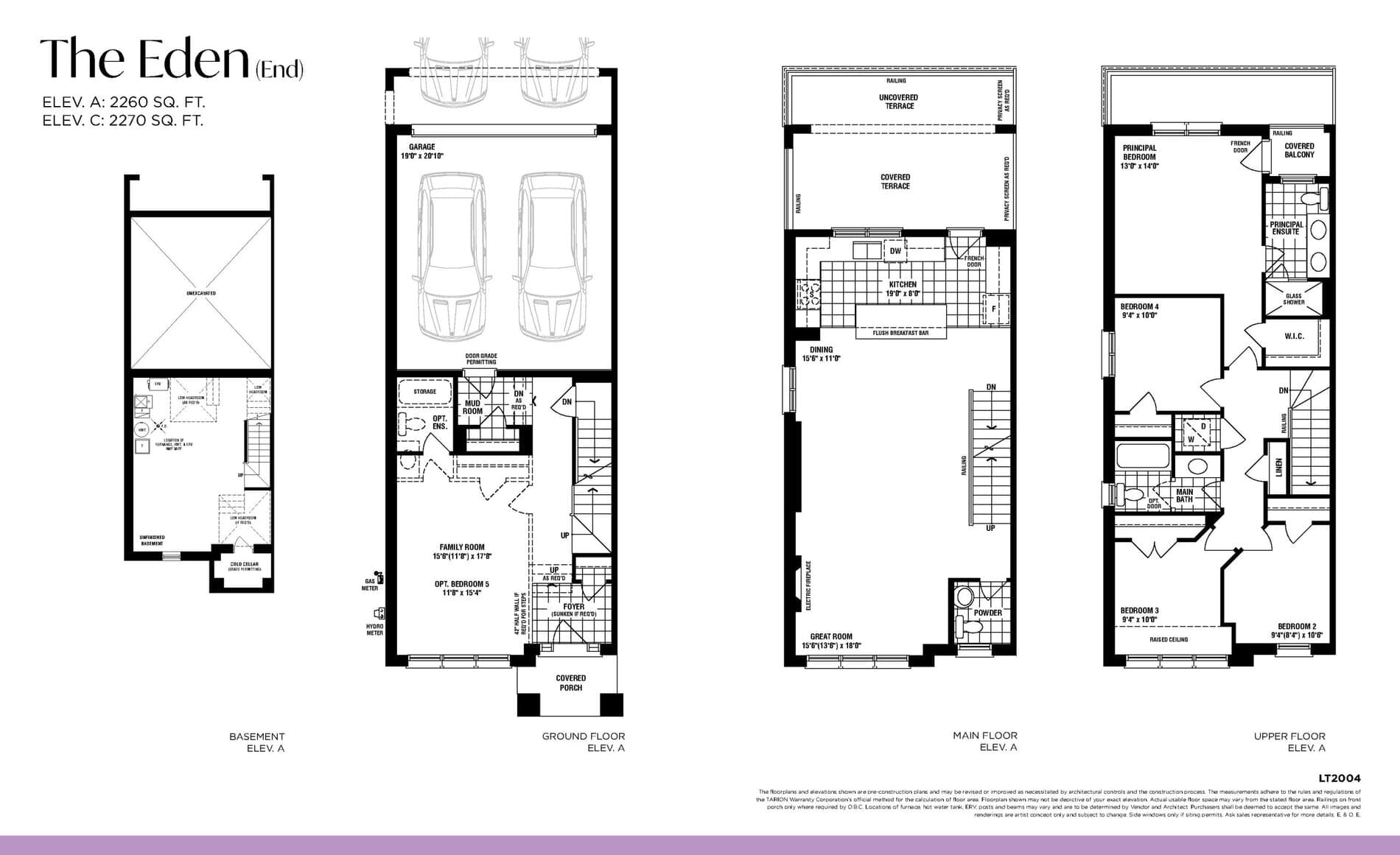 The Eden (End) (Laneway Towns) Floor Plan at Unionglen by OPUS Homes - 2260 sq.ft